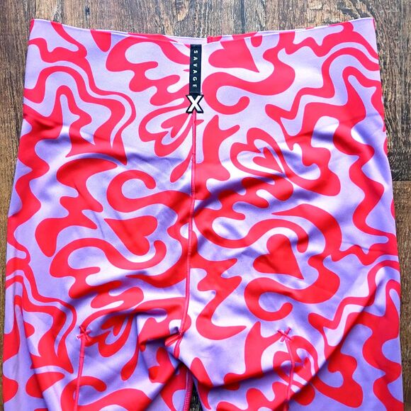 Savage X Fenty Red Purple Heart Hotline High Waist Leggings M Valentine Rhianna - Picture 3 of 7